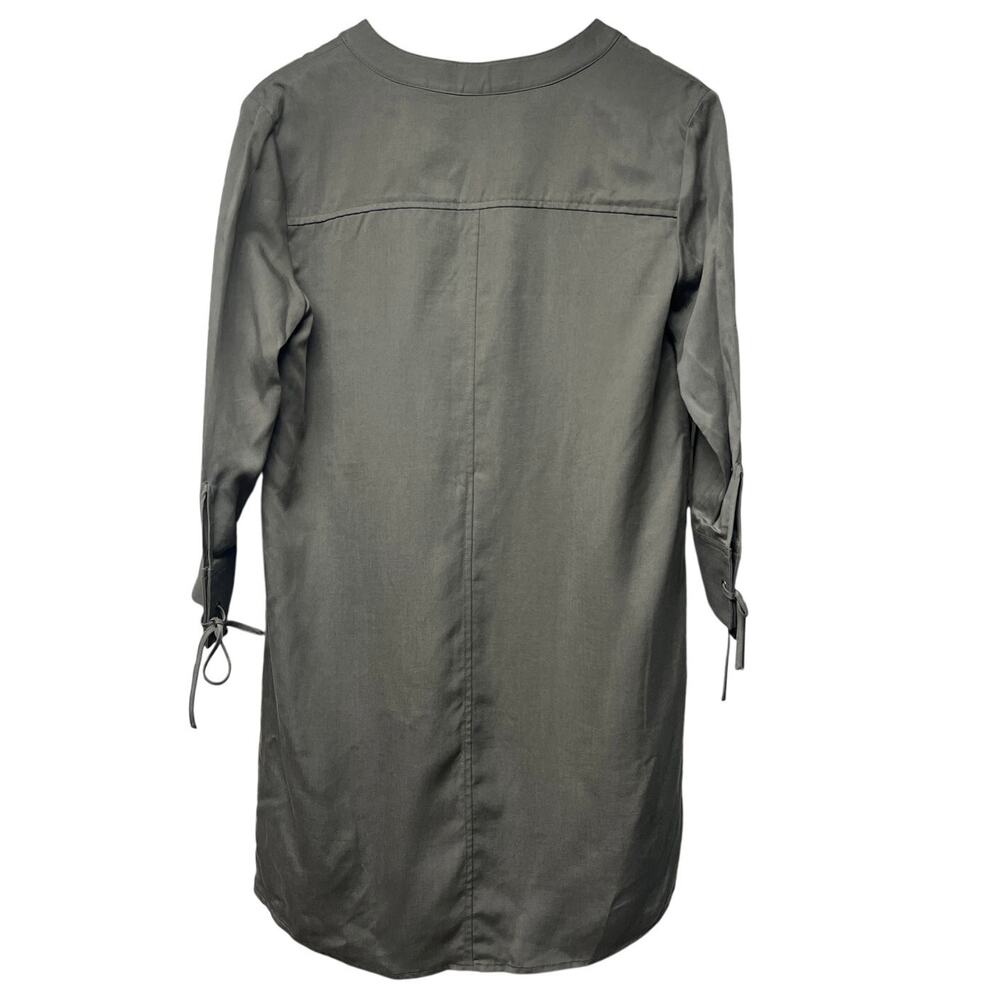 Theory Jullitah R2 Tencel Olive Green Lace Up Shirt Dress 3/4 Sleeves Size 4 - Picture 2 of 4